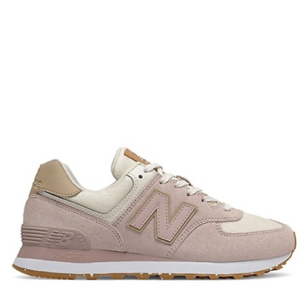NEW BALANCE 574 SNEAKER, TAN/PINK/WHITE, W 9